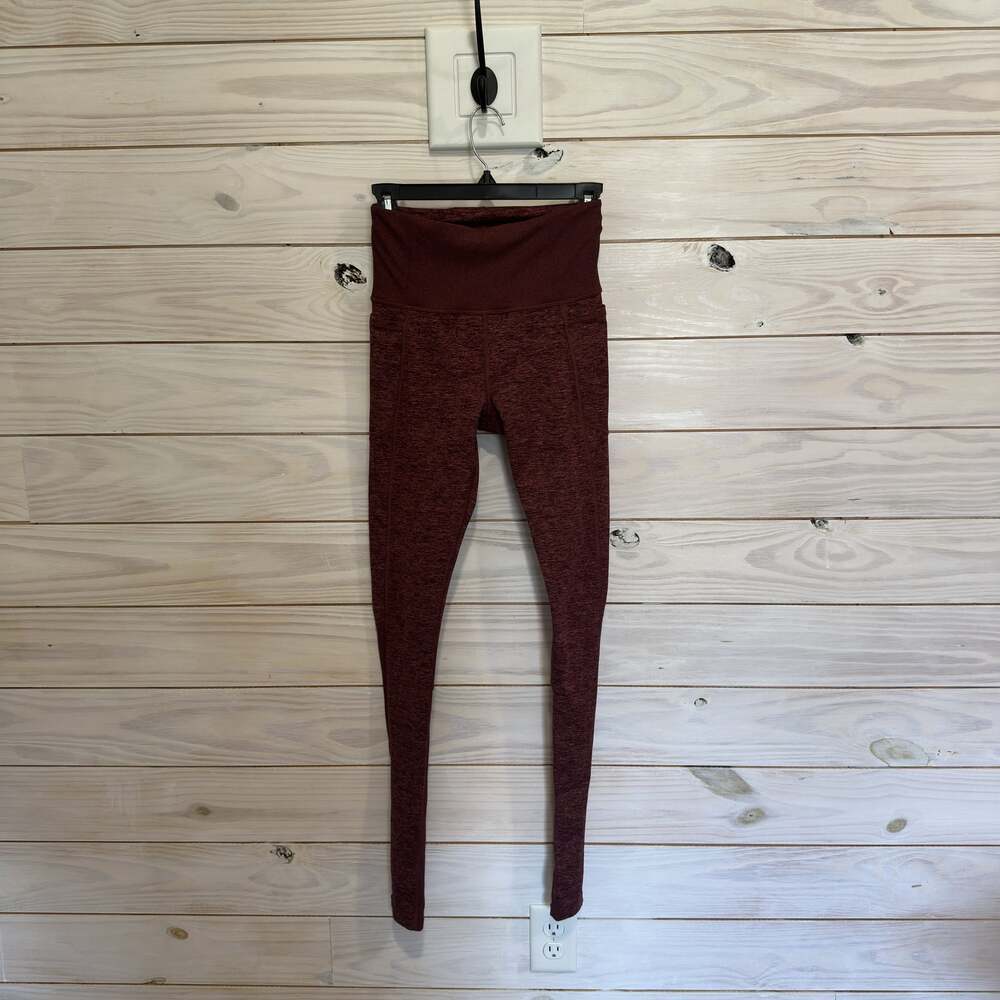 Athleta Exhale Stash Pocket Heel Tight in Softluxe Antique Burgundy Women's XS